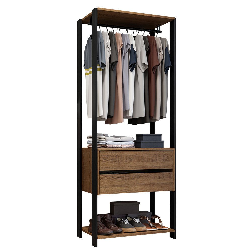 Guarda-Roupa Closet Modulado Valencia 2 Gavetas 70cm Rustic/Preto Madesa
