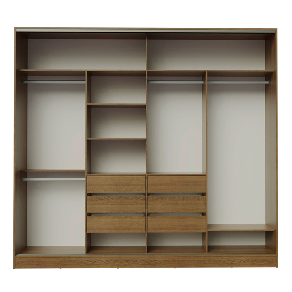 Guarda-Roupa Casal Madesa Apolo 4 Portas de Correr com Espelho Rustic