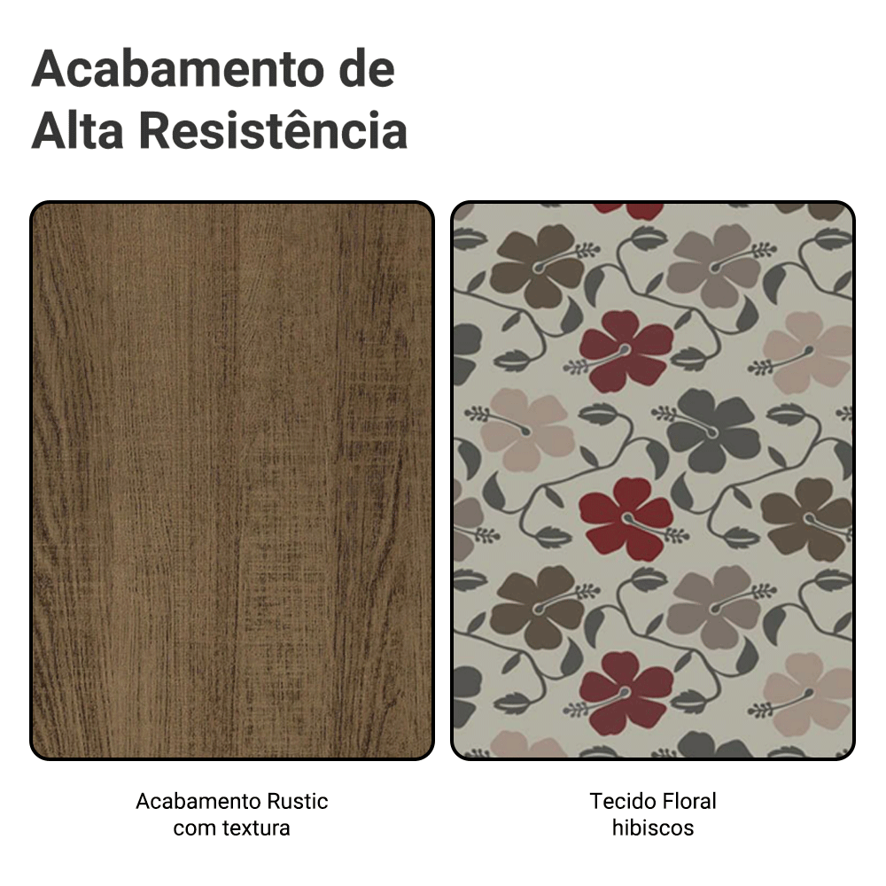 Kit 4 Cadeiras 4290 Madesa Rustic/Hibiscos