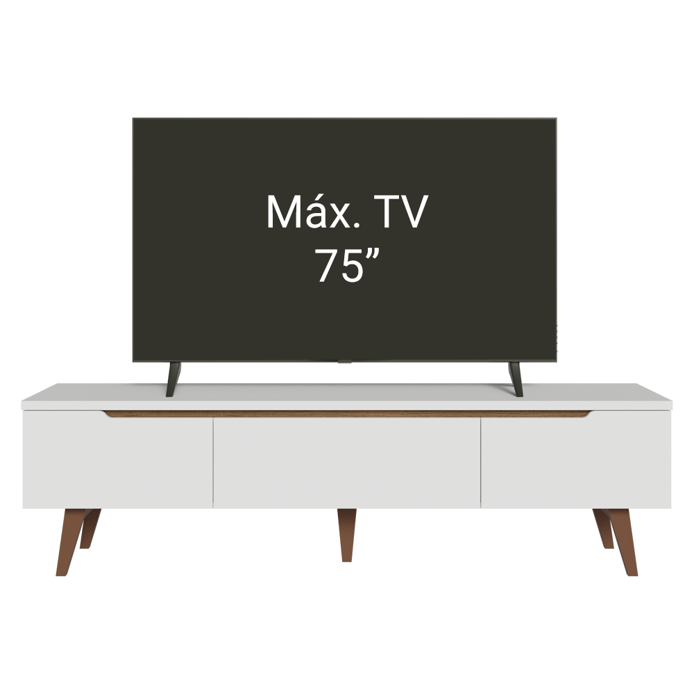 Rack para TV até 75 Polegadas Madesa Reims 2 Portas 1 Gaveta Branco