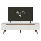 Rack para TV até 75 Polegadas Madesa Reims 2 Portas 1 Gaveta Branco