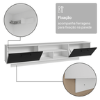Rack Suspenso para TV até 80 Polegadas 218 cm 2 Portas Branco/Preto Agata Madesa