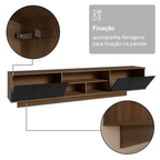 Rack Suspenso para TV até 80 Polegadas 218 cm 2 Portas Rustic/Preto Agata Madesa