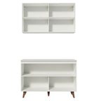 Kit Madesa Reims 120 cm com Armário Aéreo e Balcão Gabinete de Pia Branco