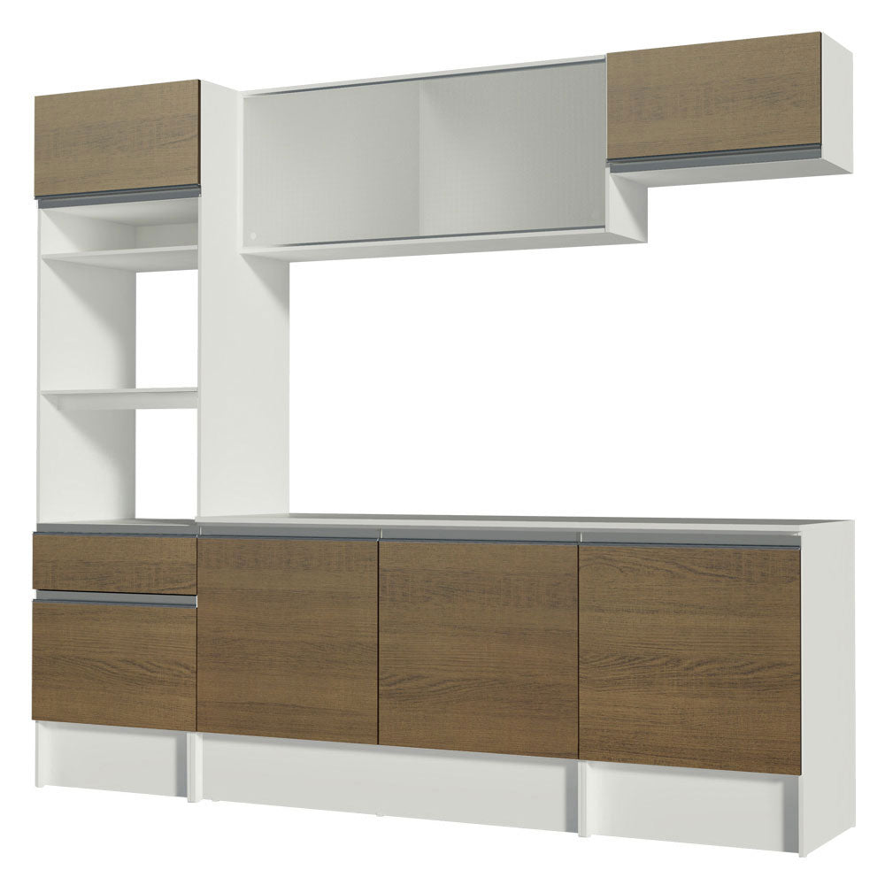 Armário de Cozinha Completa 240cm Branco/Rustic Topazio Madesa