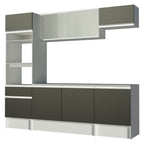 Armário de Cozinha Completa 240cm Branco/Preto Topazio Madesa