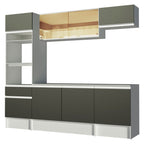 Armário de Cozinha Completa 240cm Branco/Preto Diamante Madesa