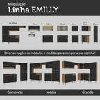 Armário de Cozinha Compacta 105cm Rustic/Preto Emilly Madesa