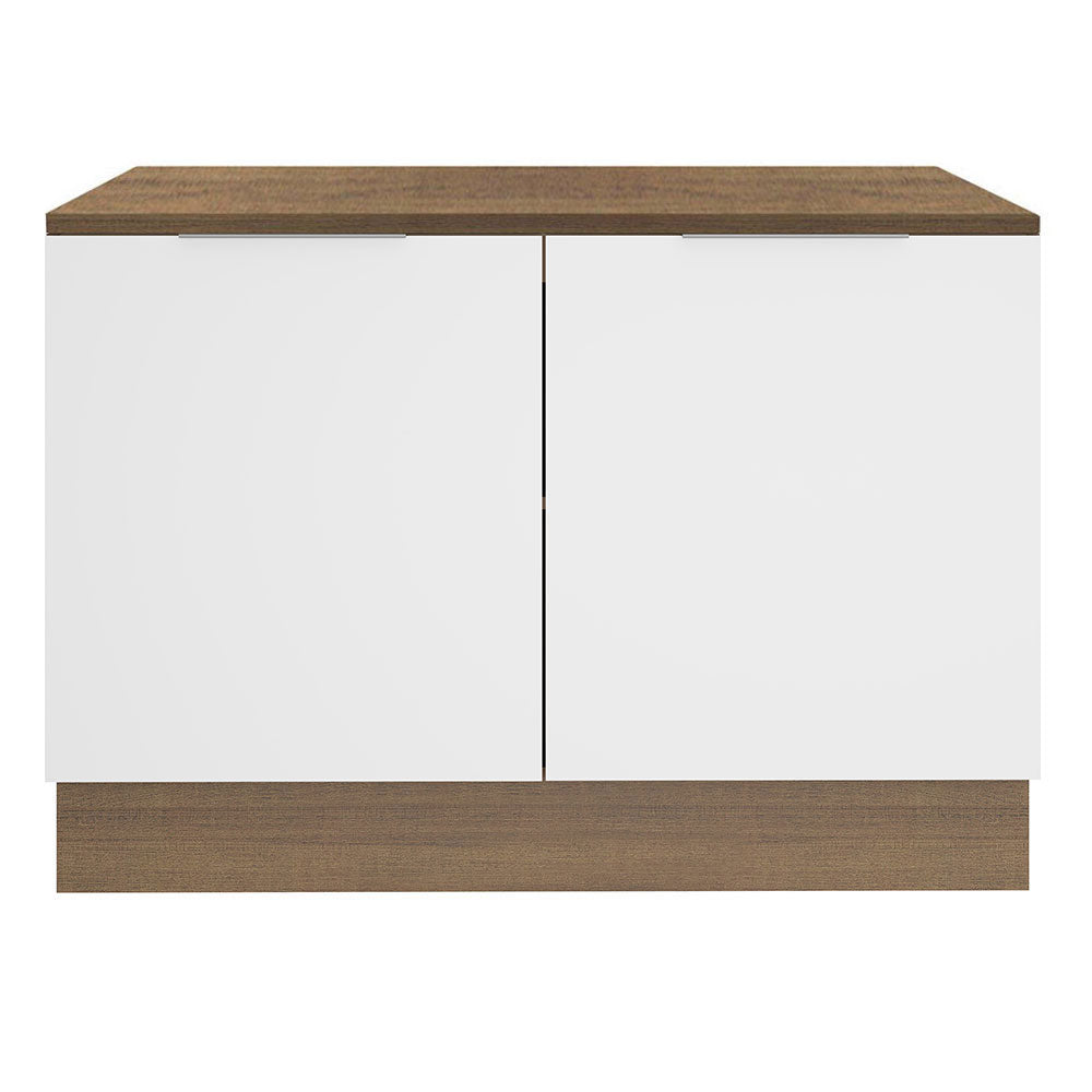 Balcão Gabinete Madesa Stella 120 x 60 cm 2 Portas (Com Tampo) Rustic/Branco