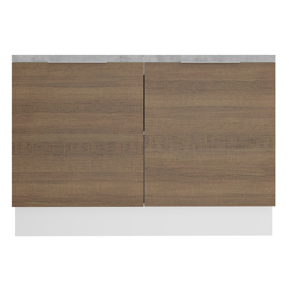 Balcão Gabinete Madesa Stella 120 x 60 cm 2 Portas (Com Tampo) Branco/Rustic