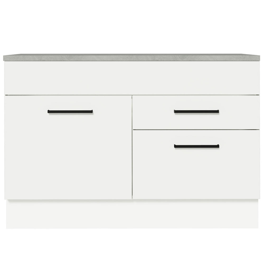 Balcão Gabinete 120 x 60 cm 1 Porta 2 Gavetas Branco (Com Tampo) Agata Madesa