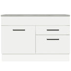 Balcão Gabinete 120 x 60 cm 1 Porta 2 Gavetas Branco (Com Tampo) Agata Madesa