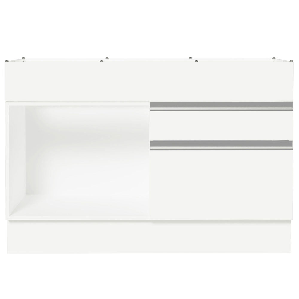 Balcão Gabinete de Pia 120 x 60 cm 1 Porta 2 Gavetas Branco (Sem Tampo) Glamy Madesa