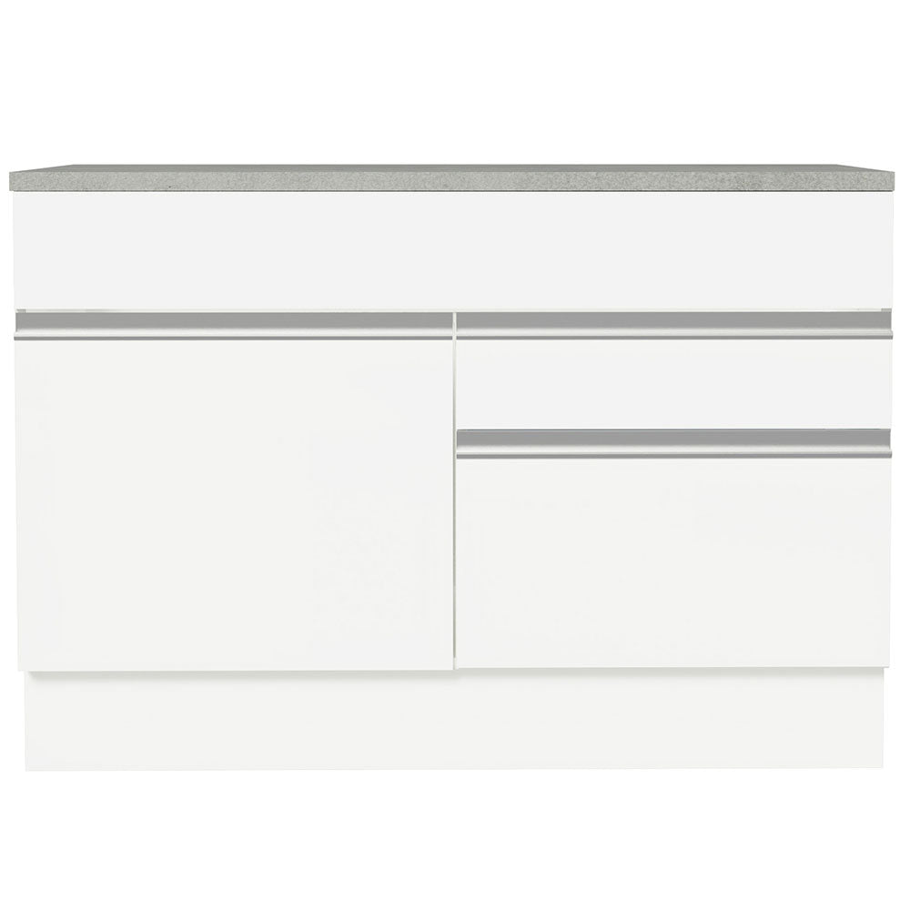 Balcão Gabinete 120 x 60 cm 1 Porta 2 Gavetas Branco (Com Tampo) Glamy Madesa