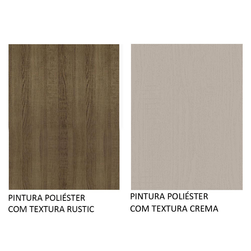 Balcão Gabinete 120 x 60 cm 1 Porta 2 Gavetas Rustic/Crema (Com Tampo) Agata Madesa