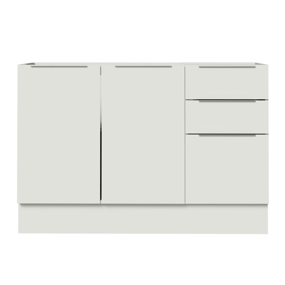 Balcão Gabinete de Pia Madesa Stella 120 x 60 cm 2 Portas e 3 Gavetas (Sem Tampo) Branco