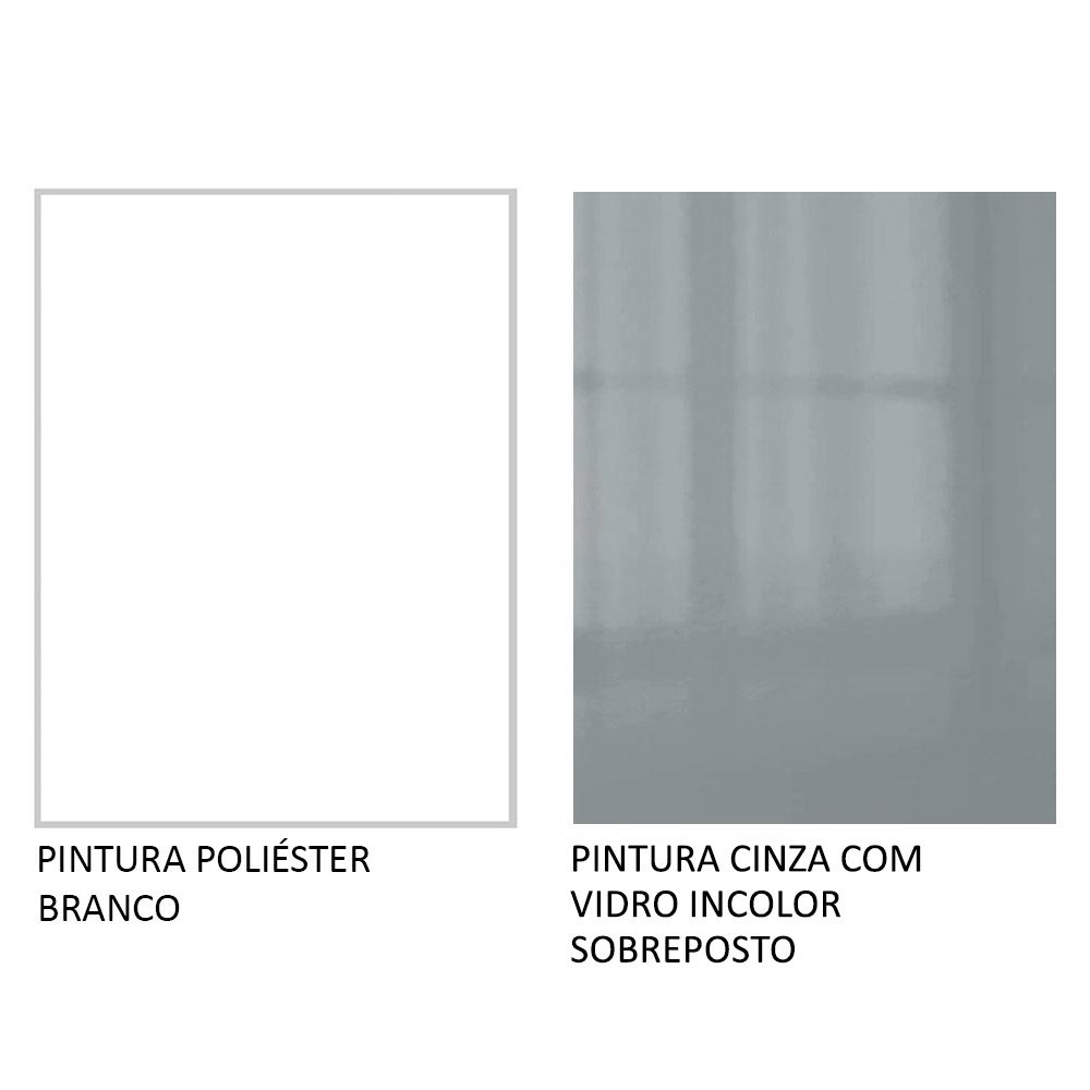 Balcão Gabinete de Pia 120 x 60 cm 2 Portas 3 Gavetas (Sem Tampo) Branco/Cinza Lux Madesa