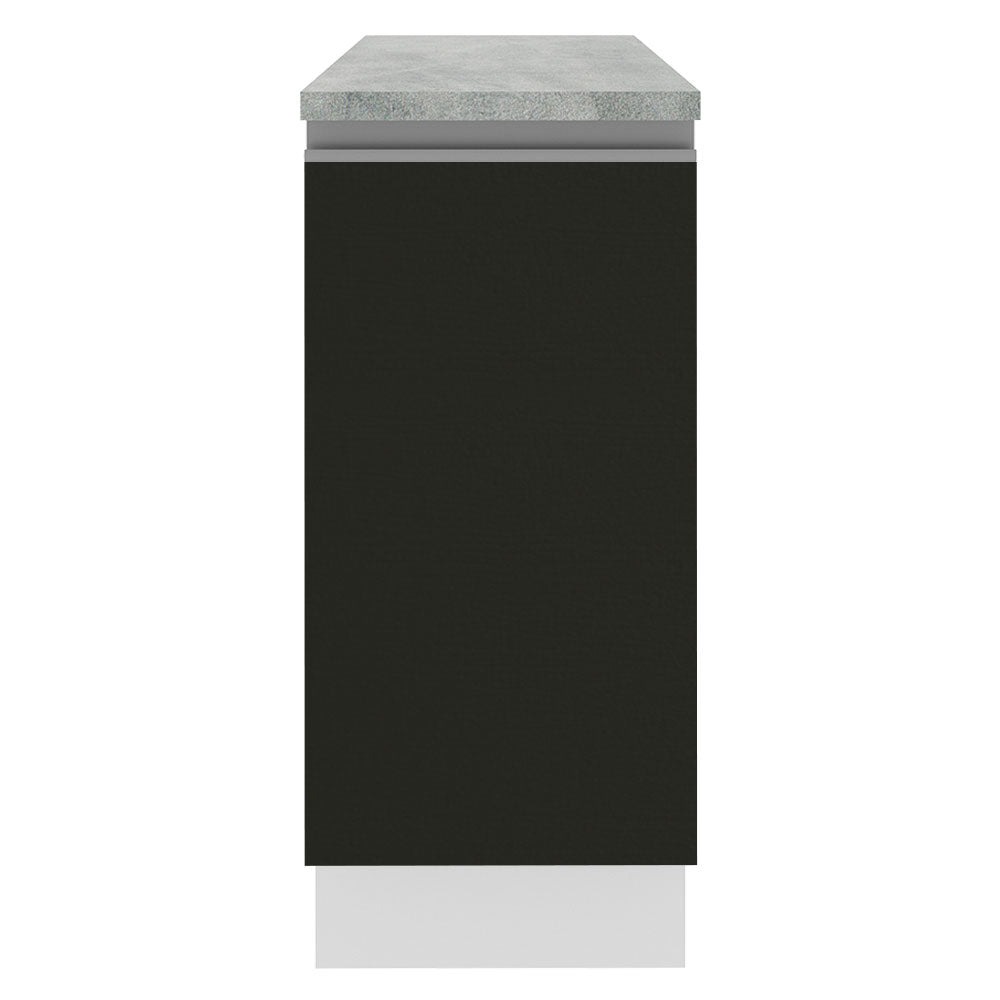 Balcão Madesa Glamy 35 x 60 cm 1 Porta (Com Tampo) Branco/Preto