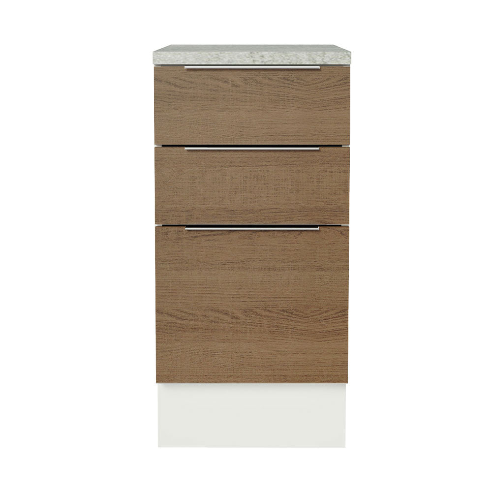 Balcão Madesa Stella 40 x 60 cm 3 Gavetas (Com Tampo) Branco/Rustic