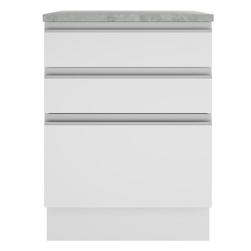 Balcão Madesa Glamy 60 x 60 cm 3 Gavetas (Com Tampo) Branco