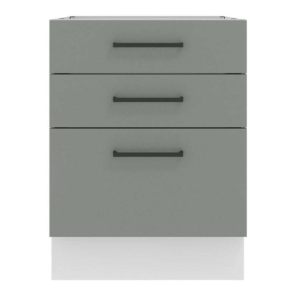 Balcão Madesa Agata 60 x 60 cm 3 Gavetas (Sem Tampo) Branco/Cinza