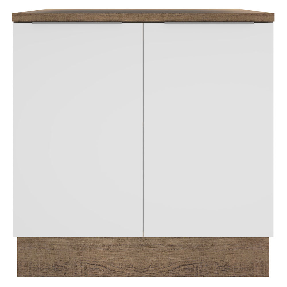 Balcão Madesa Stella 80 x 60 cm 2 Portas (Com Tampo) Rustic/Branco