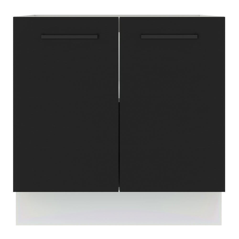 Balcão de Cozinha Madesa Agata 80 x 60 cm 2 Portas (Sem Tampo) Branco/Preto
