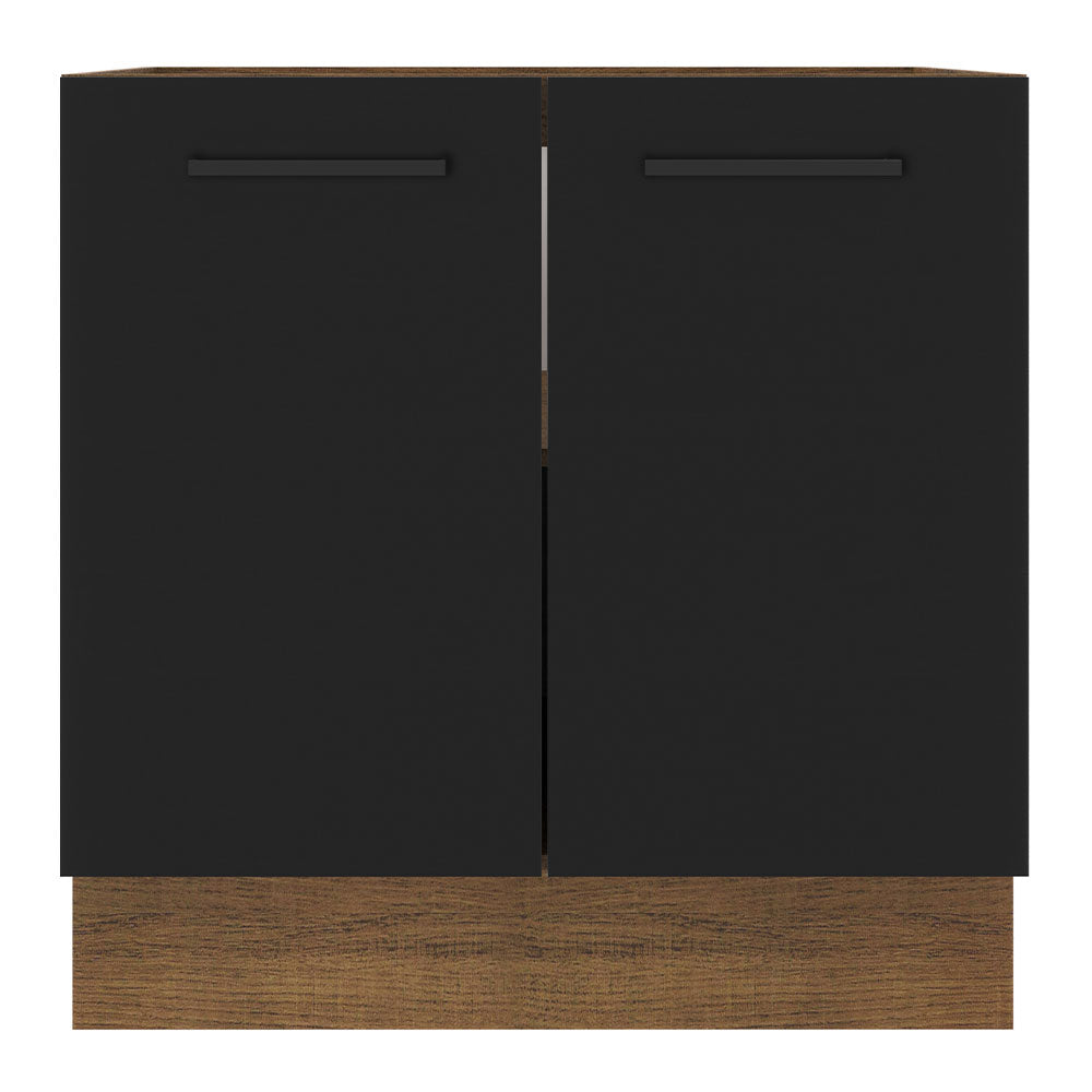Balcão de Cozinha Madesa Agata 80 x 60 cm 2 Portas (Sem Tampo) Rustic/Preto