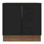 Balcão de Cozinha Madesa Agata 80 x 60 cm 2 Portas (Sem Tampo) Rustic/Preto