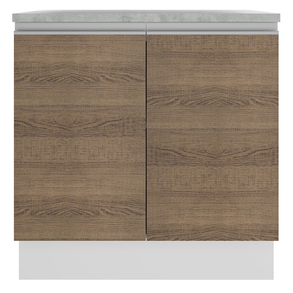 Balcão Madesa Glamy 80 x 60 cm 2 Portas (Com Tampo) Branco/Rustic