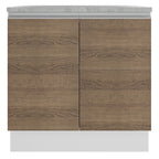 Balcão Madesa Glamy 80 x 60 cm 2 Portas (Com Tampo) Branco/Rustic