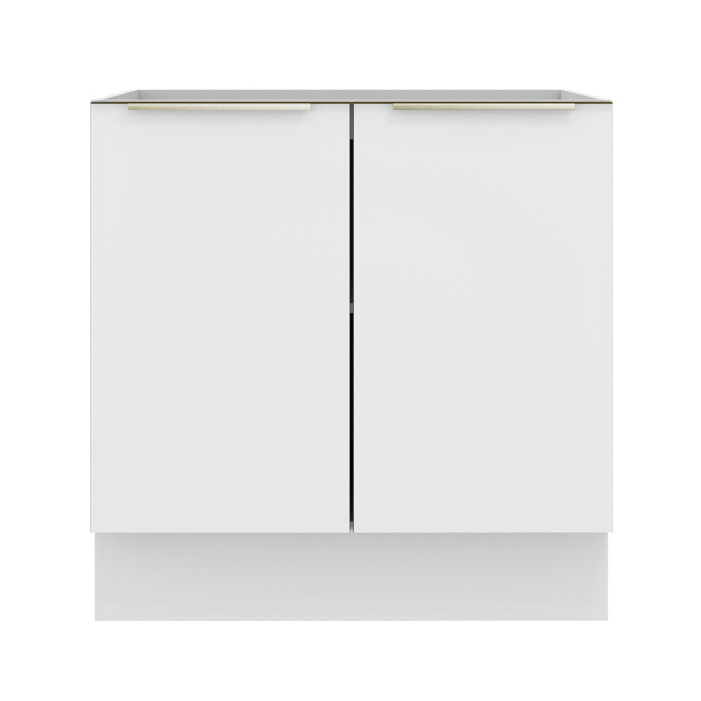 Balcão Madesa Lux 80 cm 2 Portas (Sem Tampo) Branco/Branco Veludo