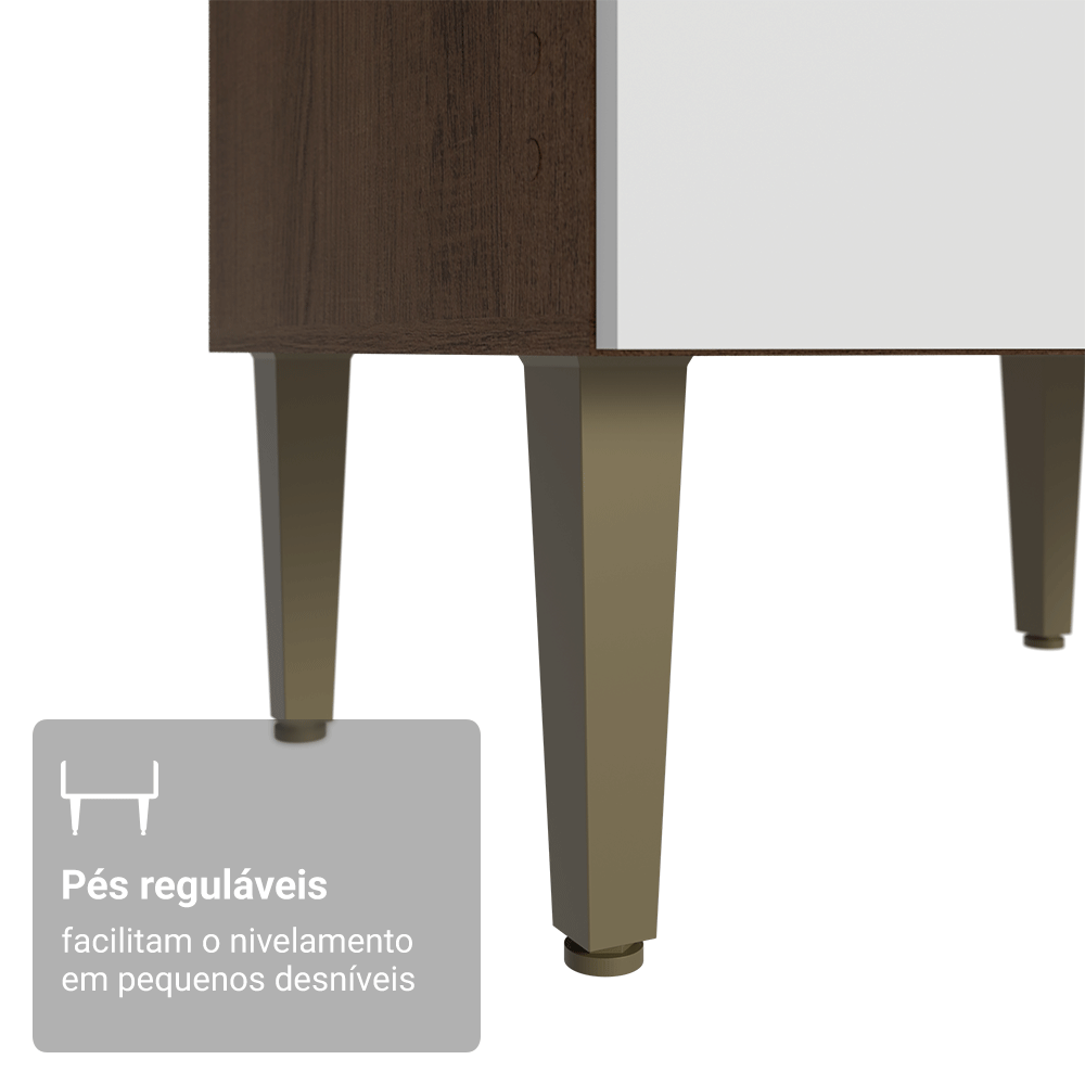 Balcão de Cozinha com Pia 105 cm 3 Portas 2 Gavetas Rustic/Branco Lille Madesa