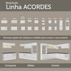 Balcão Cozinha 100% MDF 120 cm 2 Portas Branco Acordes Madesa