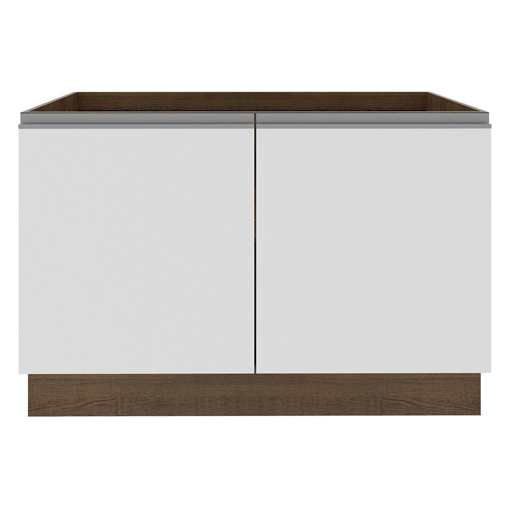 Balcão Gabinete de Pia Madesa Glamy 120 cm 2 Portas (Sem Tampo e Pia) Rustic/Branco