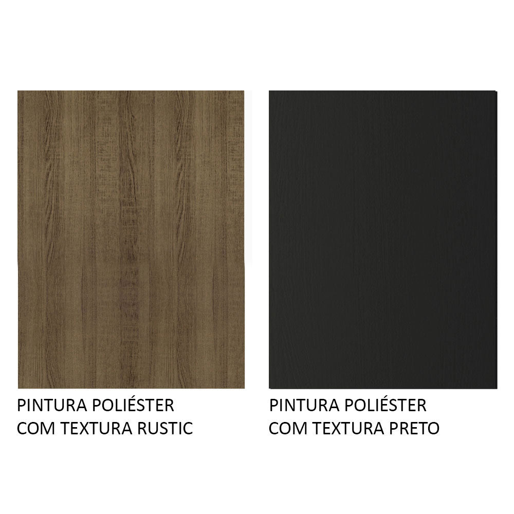 Balcão Madesa Glamy 120 cm 2 Portas (Com Tampo) Rustic/Preto
