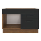 Balcão Gabinete de Pia Madesa Agata 1 Porta e 2 Gavetas (Sem Tampo e Pia) Rustic/Preto