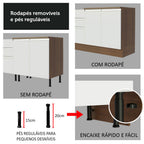 Balcão Madesa Glamy 120 cm 2 Portas e 3 Gavetas (Com Tampo) Rustic/Branco