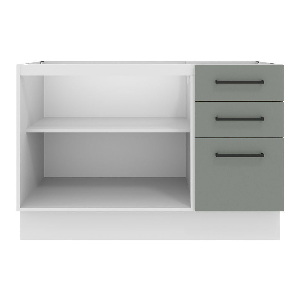 Balcão Gabinete de Pia Madesa Agata 2 Portas e 3 Gavetas (Sem Tampo e Pia) Branco/Cinza