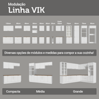 Balcão de Cozinha 120 cm 2 Portas 3 Gavetas Branco Tampo Rustic Vik Madesa