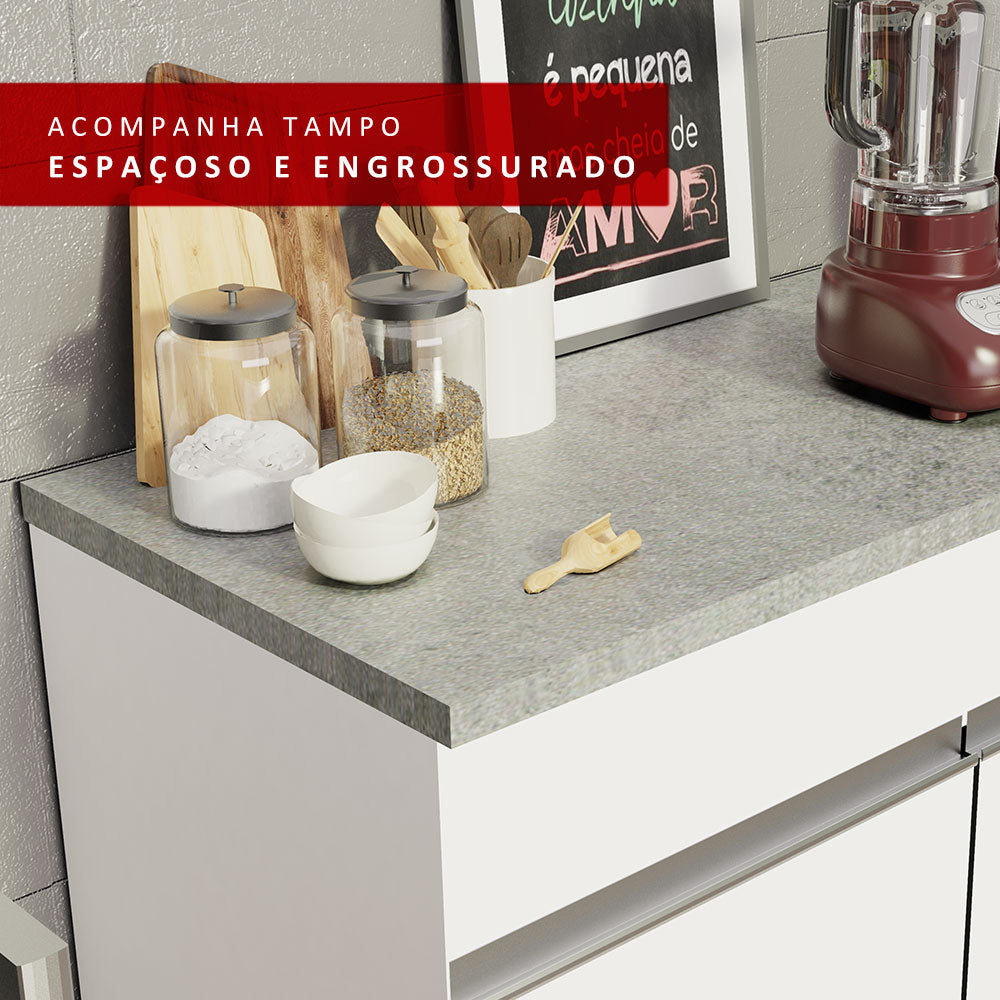 Balcão Madesa Glamy 150 cm 2 Portas e 2 Gavetas (Com Tampo) Branco