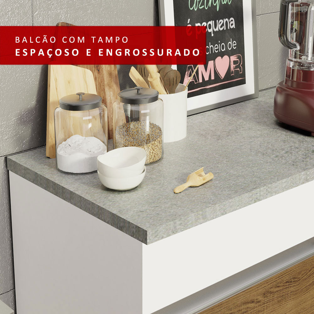 Balcão Madesa Glamy 150 cm 2 Portas e 2 Gavetas (Com Tampo) Branco/Rustic