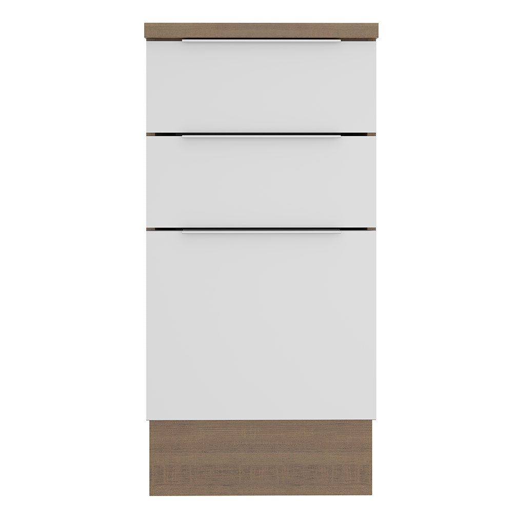 Balcão Madesa Stella 40 cm 3 Gavetas Rustic/Branco