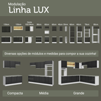 Balcão de Cozinha 40 cm 3 Gavetas (Sem Tampo) Branco/Preto Lux Madesa