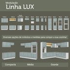 Balcão de Cozinha 40 cm 3 Gavetas Branco/Cinza Lux Madesa