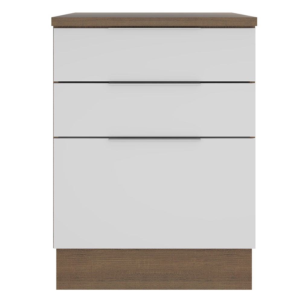 Balcão Madesa Stella 60 cm 3 Gavetas Rustic/Branco