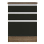 Balcão Madesa Glamy 60 cm 3 Gavetas Rustic/Preto
