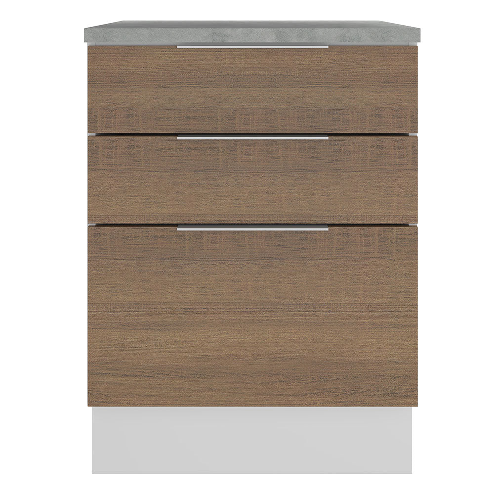 Balcão Madesa Stella 60 cm 3 Gavetas Branco/Rustic