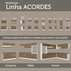 Balcão Madesa Acordes 100% MDF 60 cm 3 Gavetas Branco/Rustic