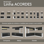 Balcão 100% MDF 80cm 2 Gavetas Branco/Preto Acordes Madesa